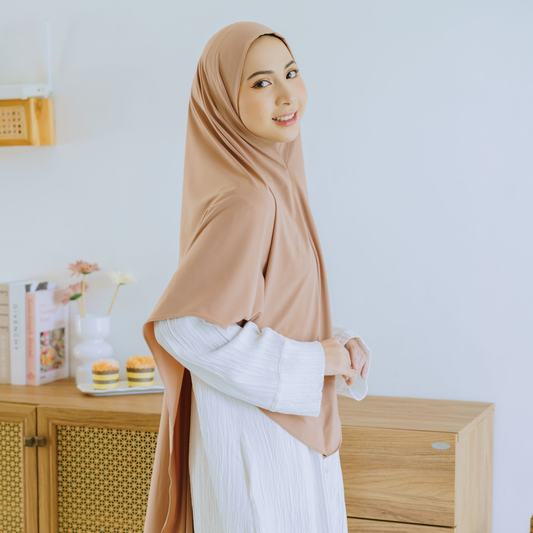 Zayna Hijab Syari Malaysia Instan Jersey Mocca
