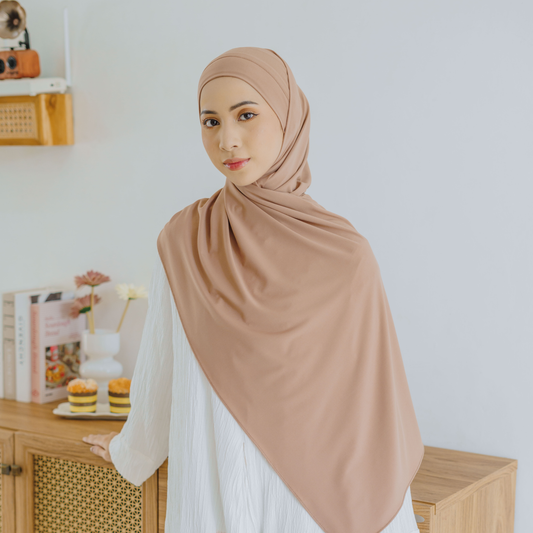 Ameera Pashmina Tali Instan Jersey Mocca