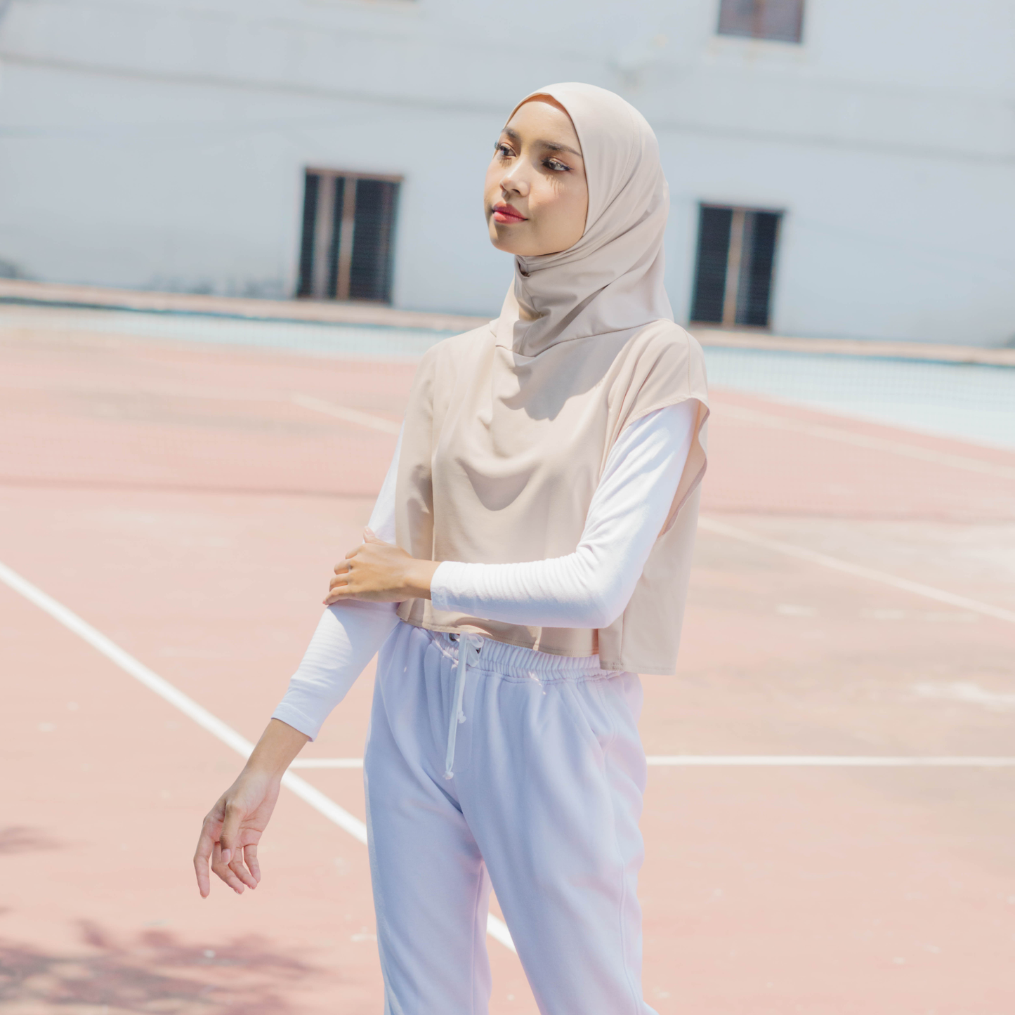 Shanum Hijab Sport Jersey Cream