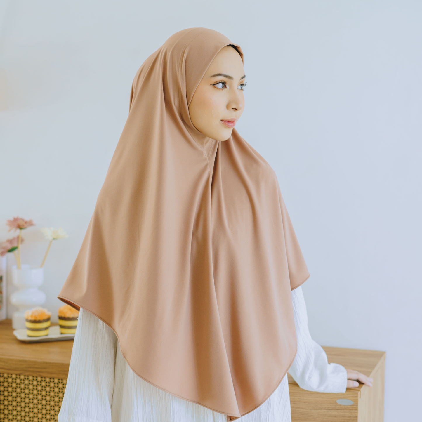 Zayna Hijab Syari Malaysia Instan Jersey Mocca