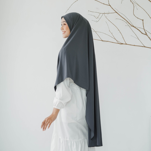 Zayna Hijab Syari Malaysia Instan Jersey Abu
