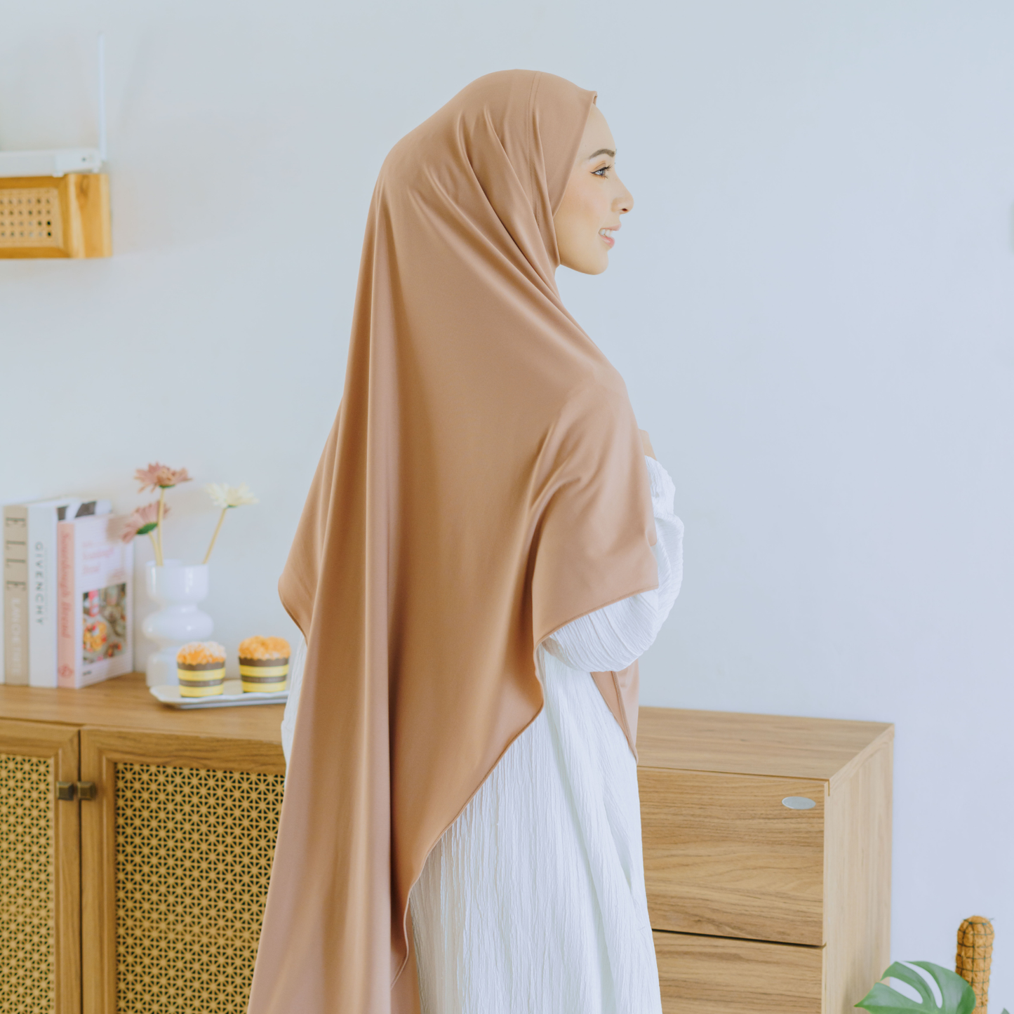 Zayna Hijab Syari Malaysia Instan Jersey Mocca