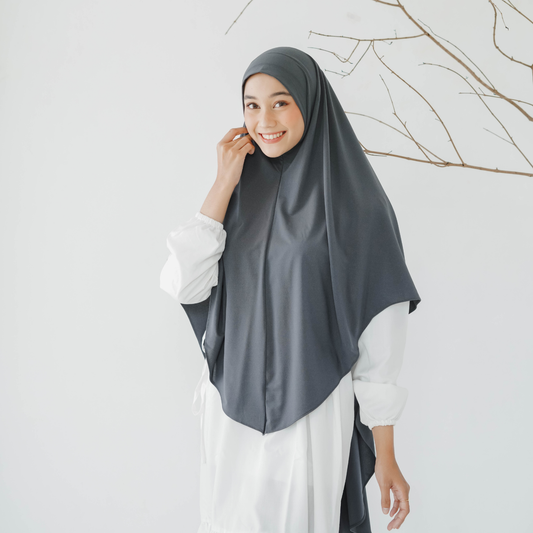 Zayna Hijab Syari Malaysia Instan Jersey Abu