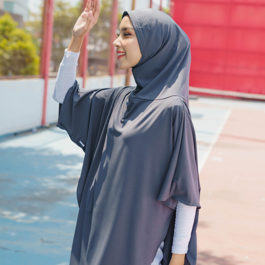 Qaila Hijab Sport Lengan Instan Jersey Abu