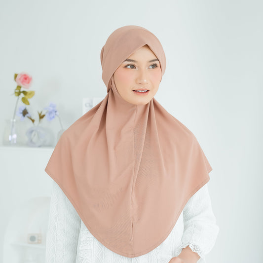 Naira Hijab Tali Pet Instan Jersey Mocca