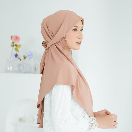 Naira Hijab Tali Pet Instan Jersey Mocca