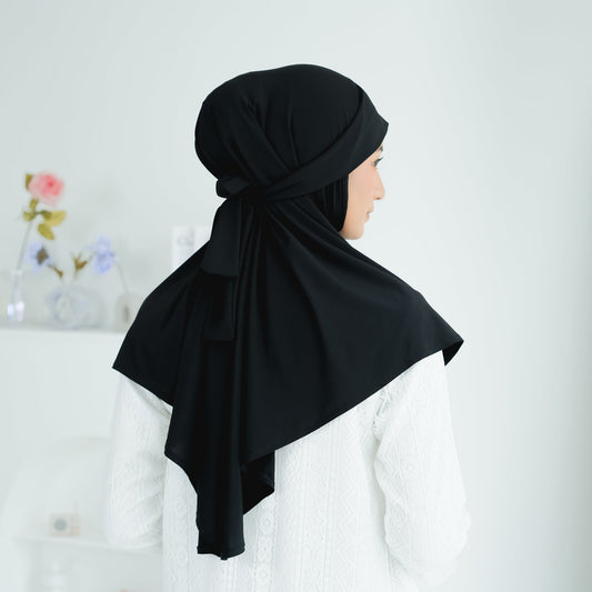 Naira Hijab Tali Pet Instan Jersey Hitam