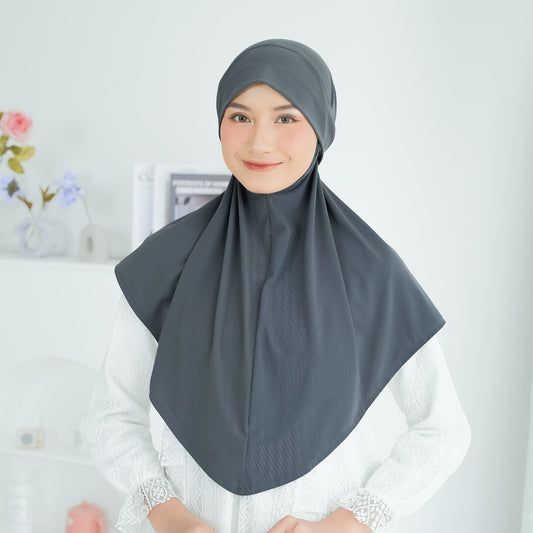 Naira Hijab Tali Pet Instan Jersey Abu