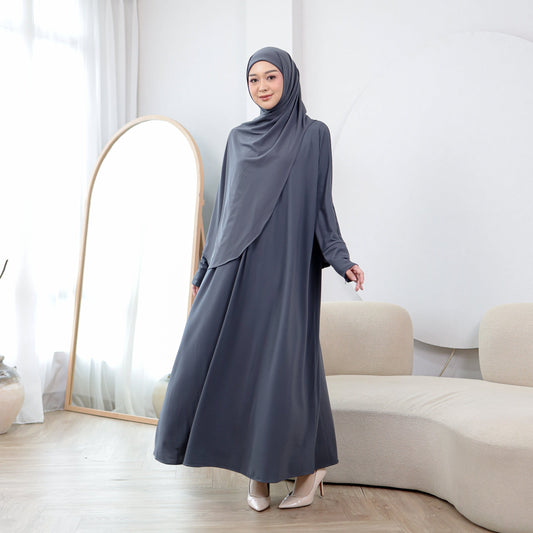 Zahra Abaya Haji Umroh Jersey Abu - Demar Hijab
