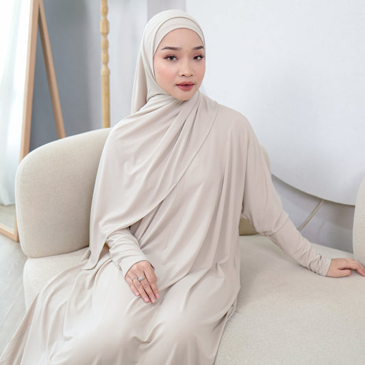 Zahra Abaya Haji Umroh Jersey Cream - Demar Hijab