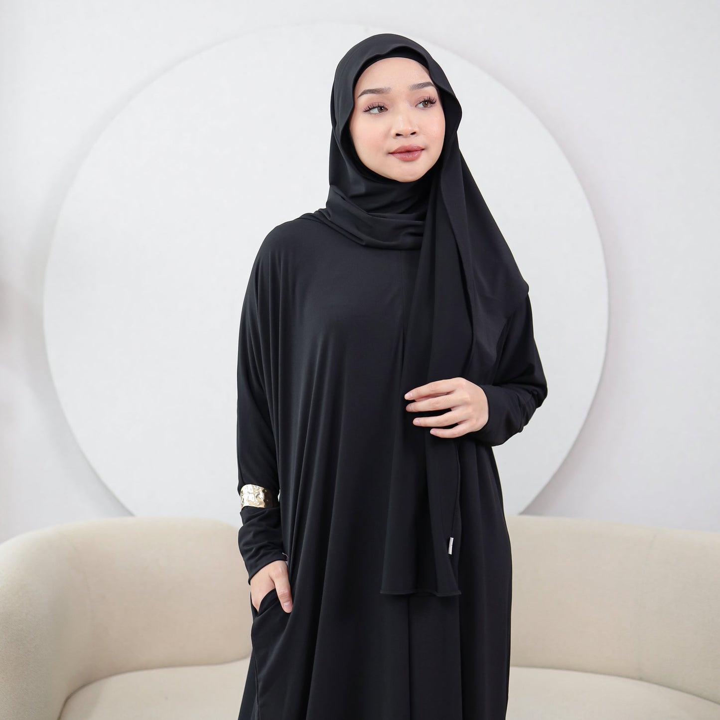 Zahra Abaya Haji Umroh Jersey Hitam - Demar Hijab