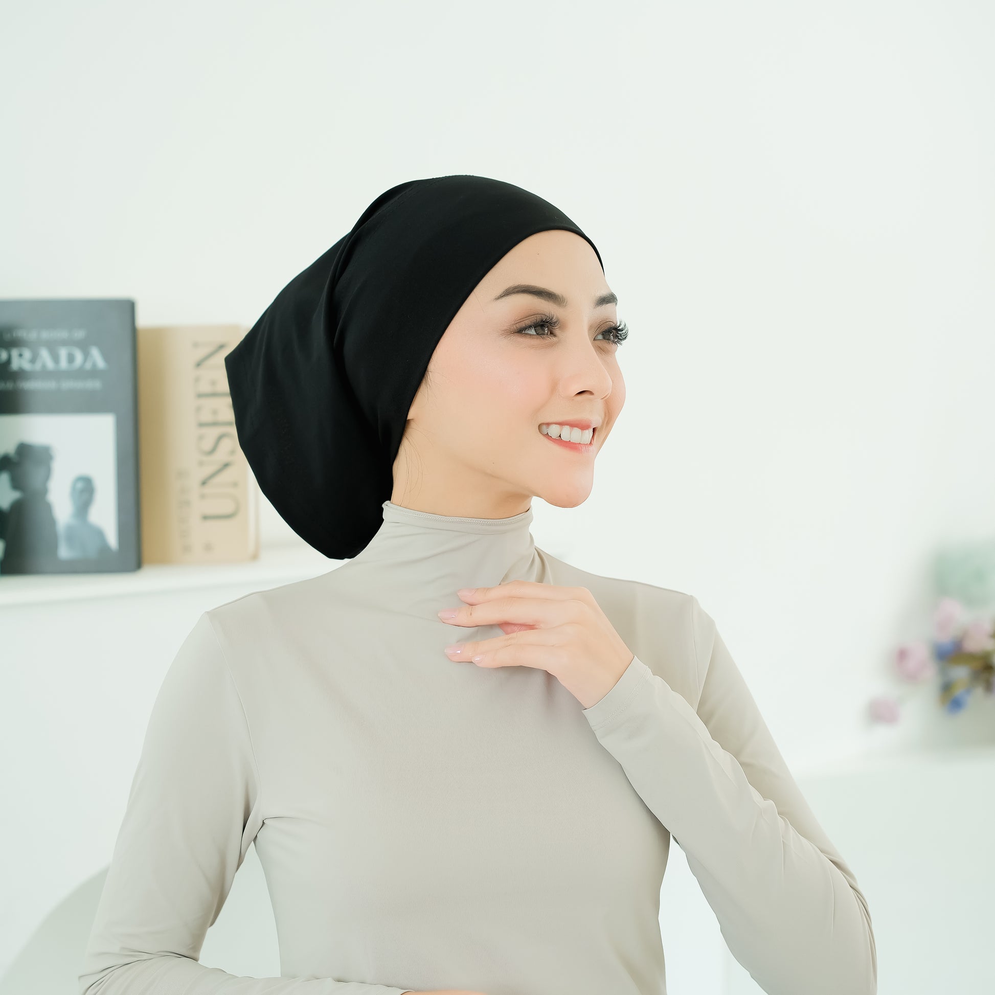 Ciput Bandana Basic Jersey Hitam - Demar Hijab