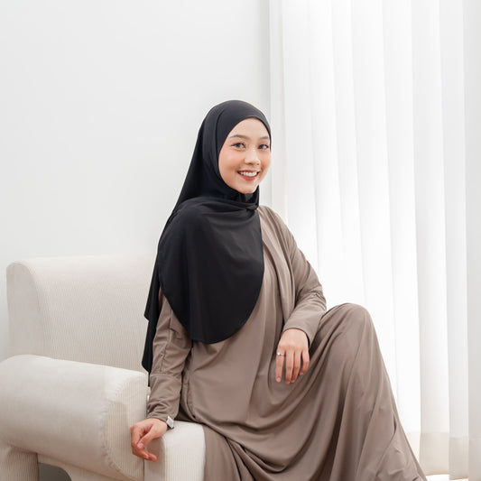 Ziba Pashmina Oval Instan Jersey Hitam