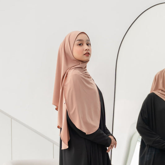 Ziba Pashmina Oval Instan Jersey Mocca