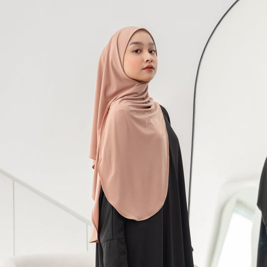 Ziba Pashmina Oval Instan Jersey Mocca