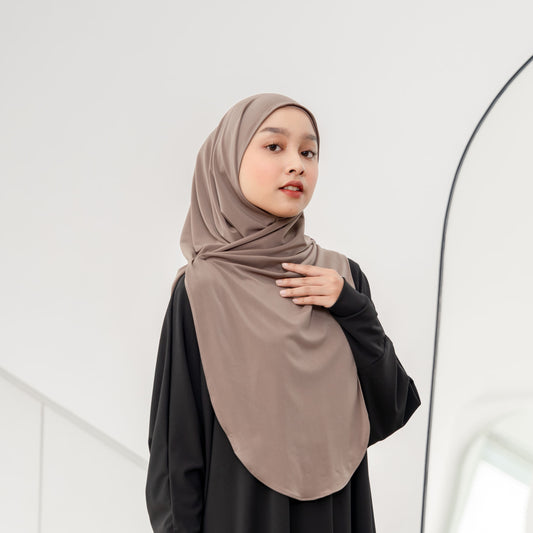 Ziba Pashmina Oval Instan Jersey Khaki