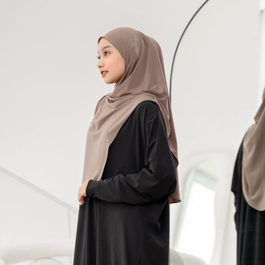 Ziba Pashmina Oval Instan Jersey Khaki