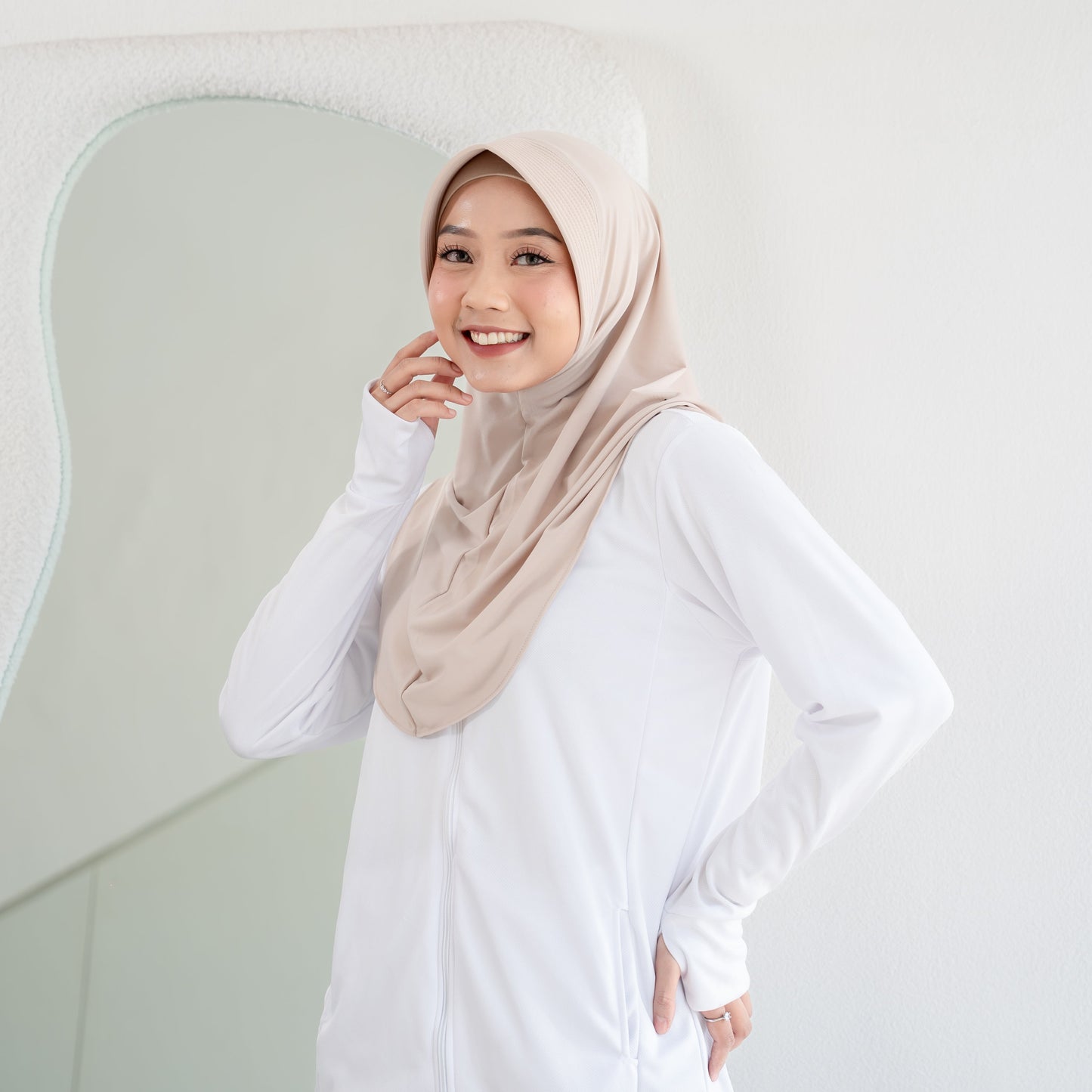 Almas Hijab Pet Instan Jersey Cream