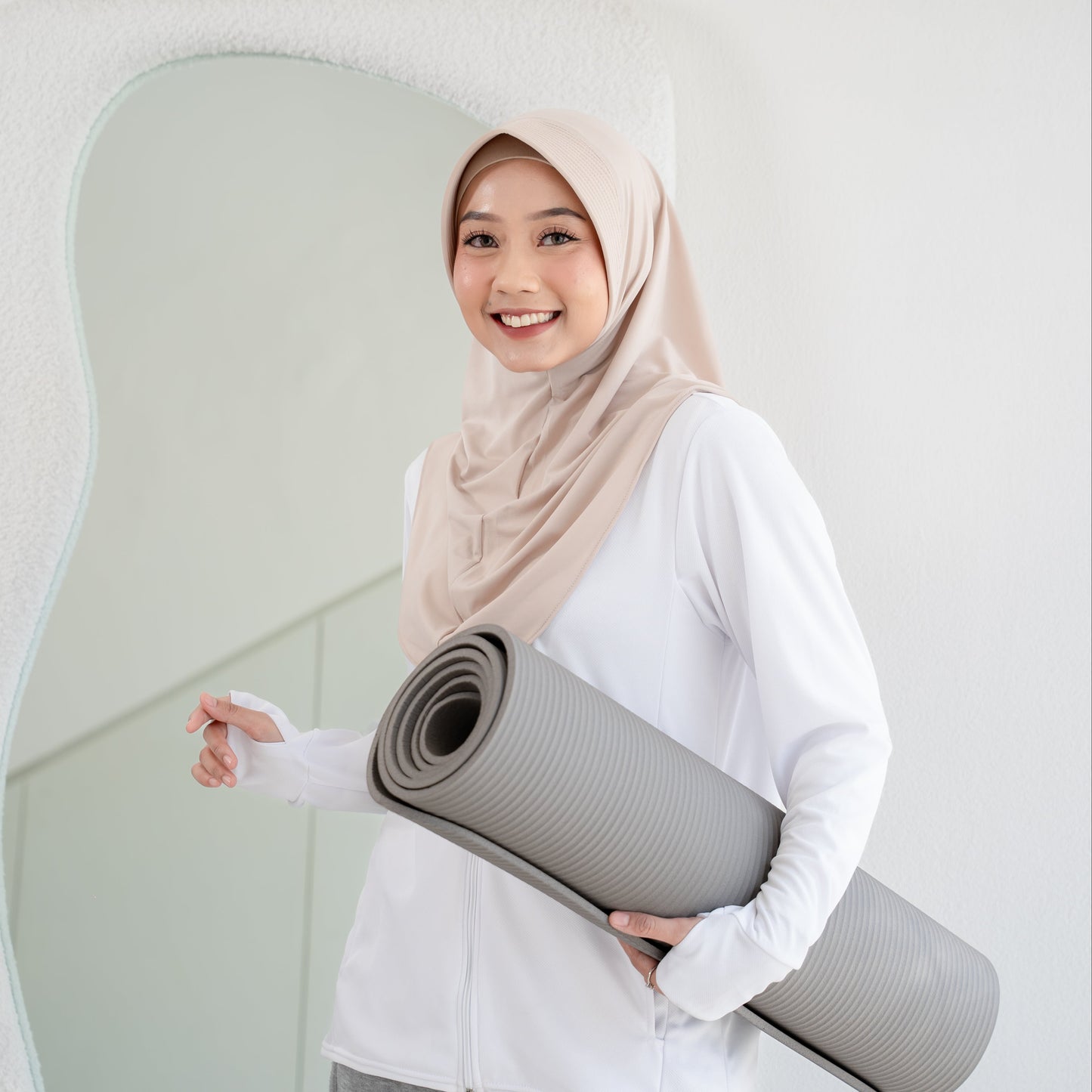 Almas Hijab Pet Instan Jersey Cream