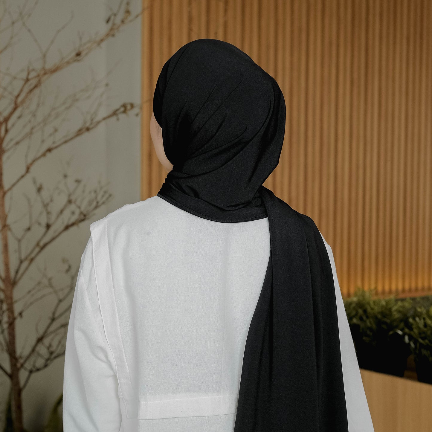 Ameera Pashmina Tali Instan Jersey Hitam