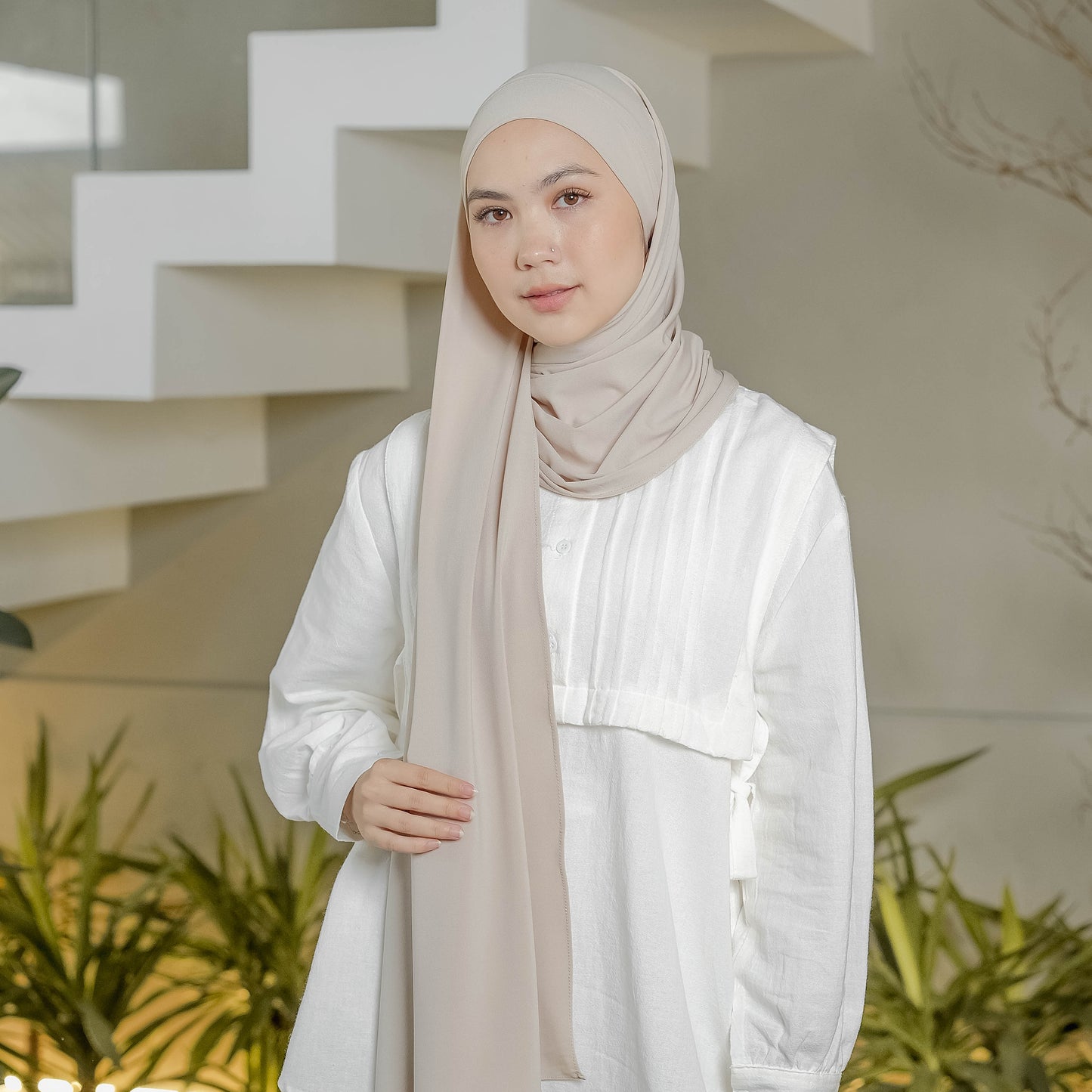 Ameera Pashmina Tali Instan Jersey Cream