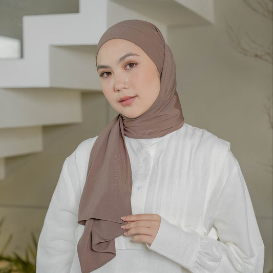 Ameera Pashmina Tali Instan Jersey Khaki