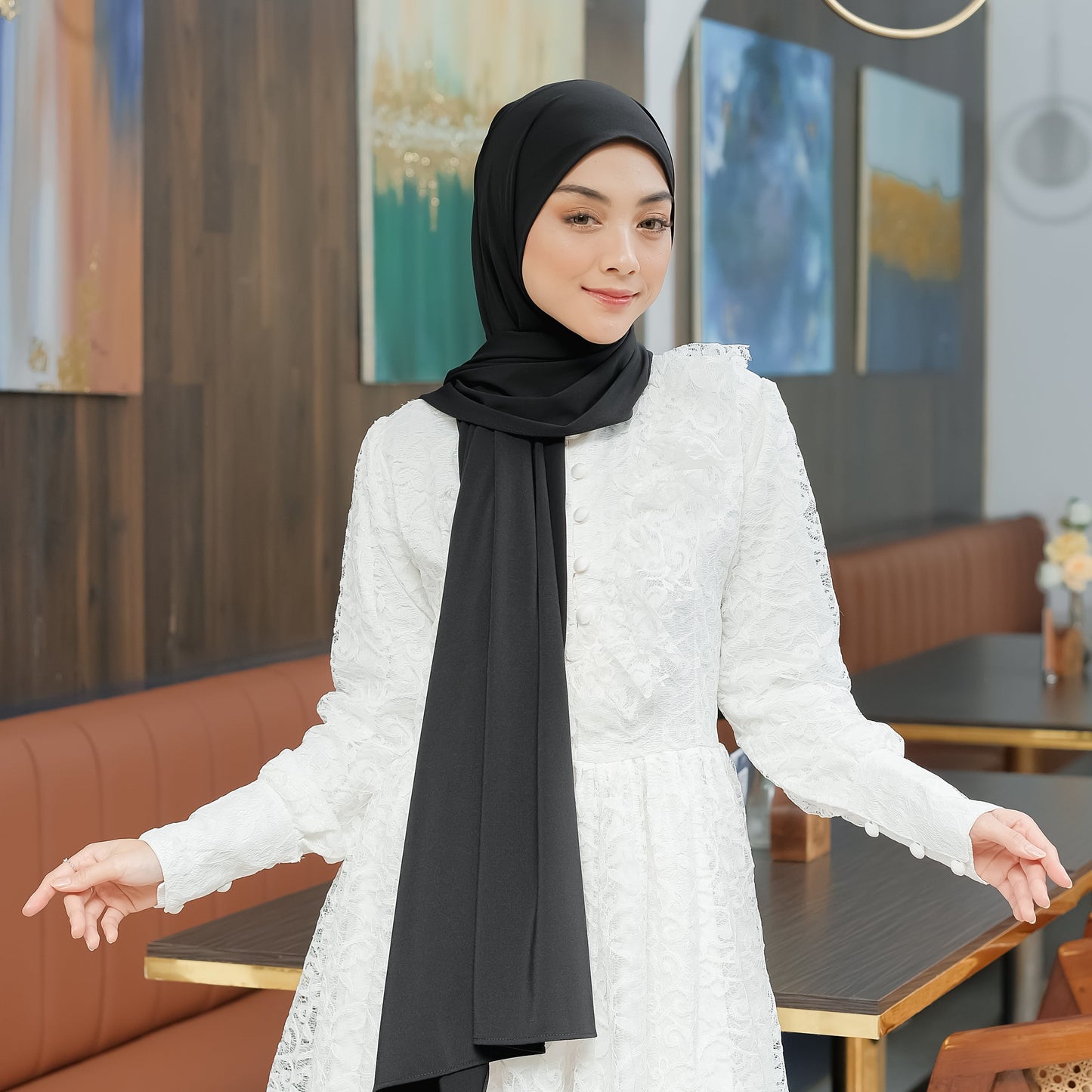 Aleeya Pashmina Instan Jersey Hitam