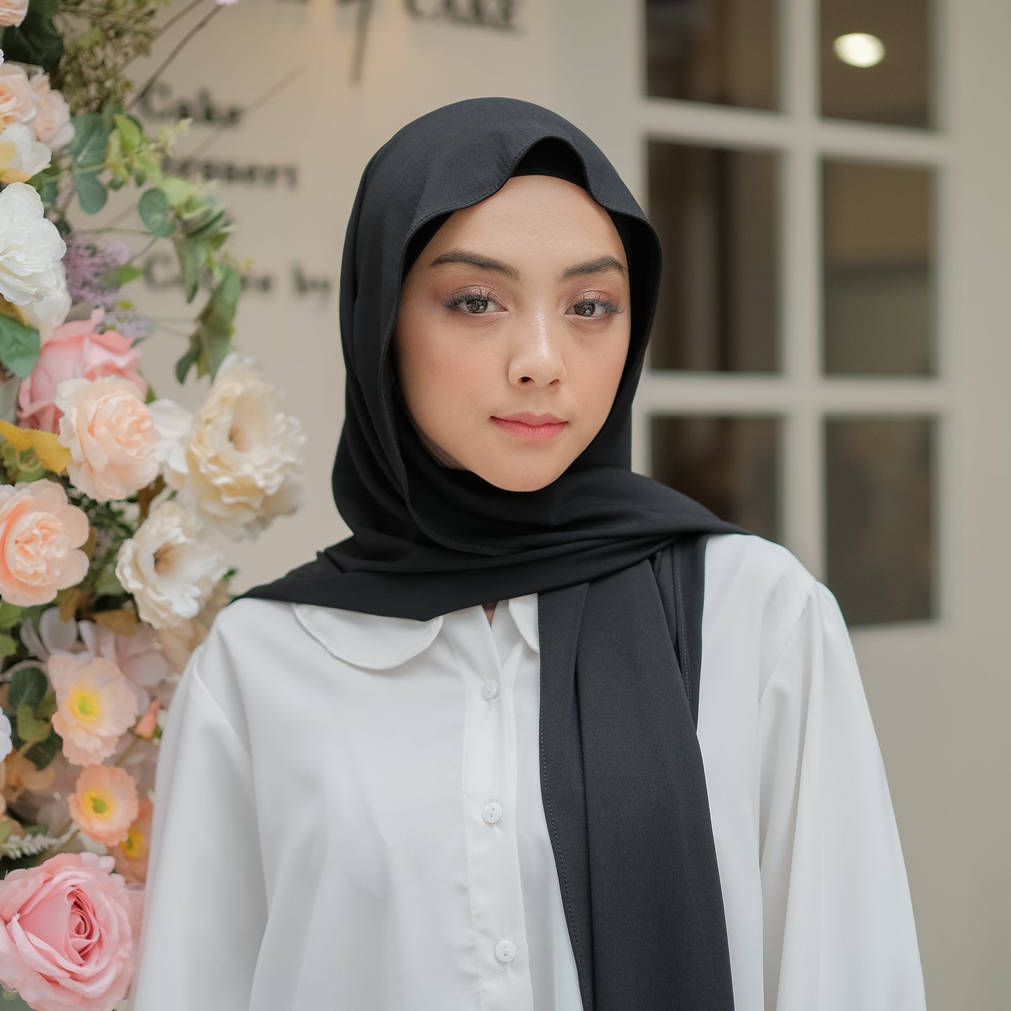 Senna Pashmina Inner 2in1 Jersey Hitam
