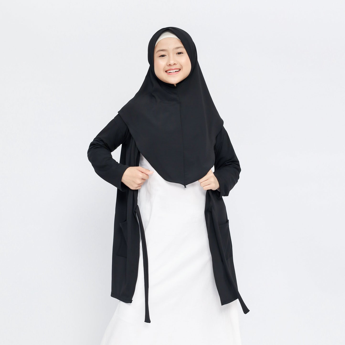 Zanna Hijab Cardigan Anak Jersey Hitam