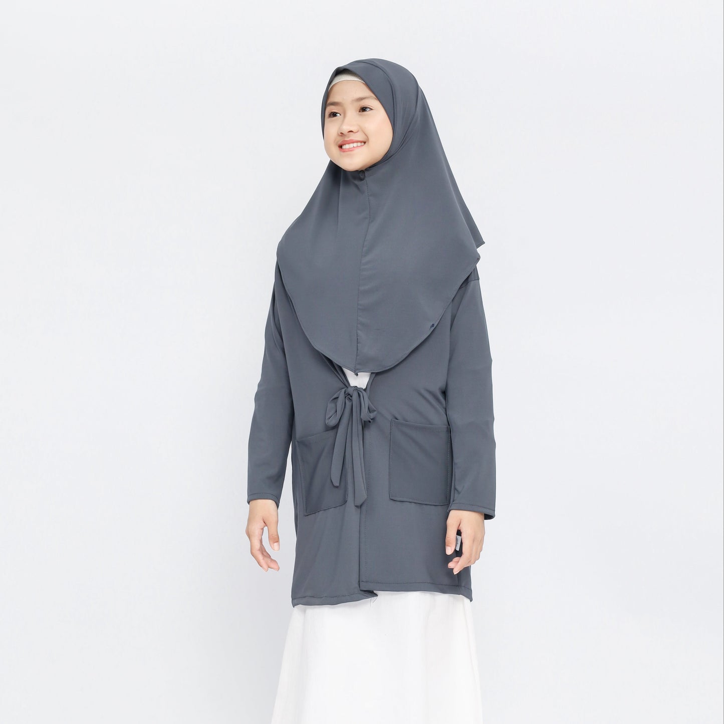 Zanna Hijab Cardigan Anak Jersey Abu
