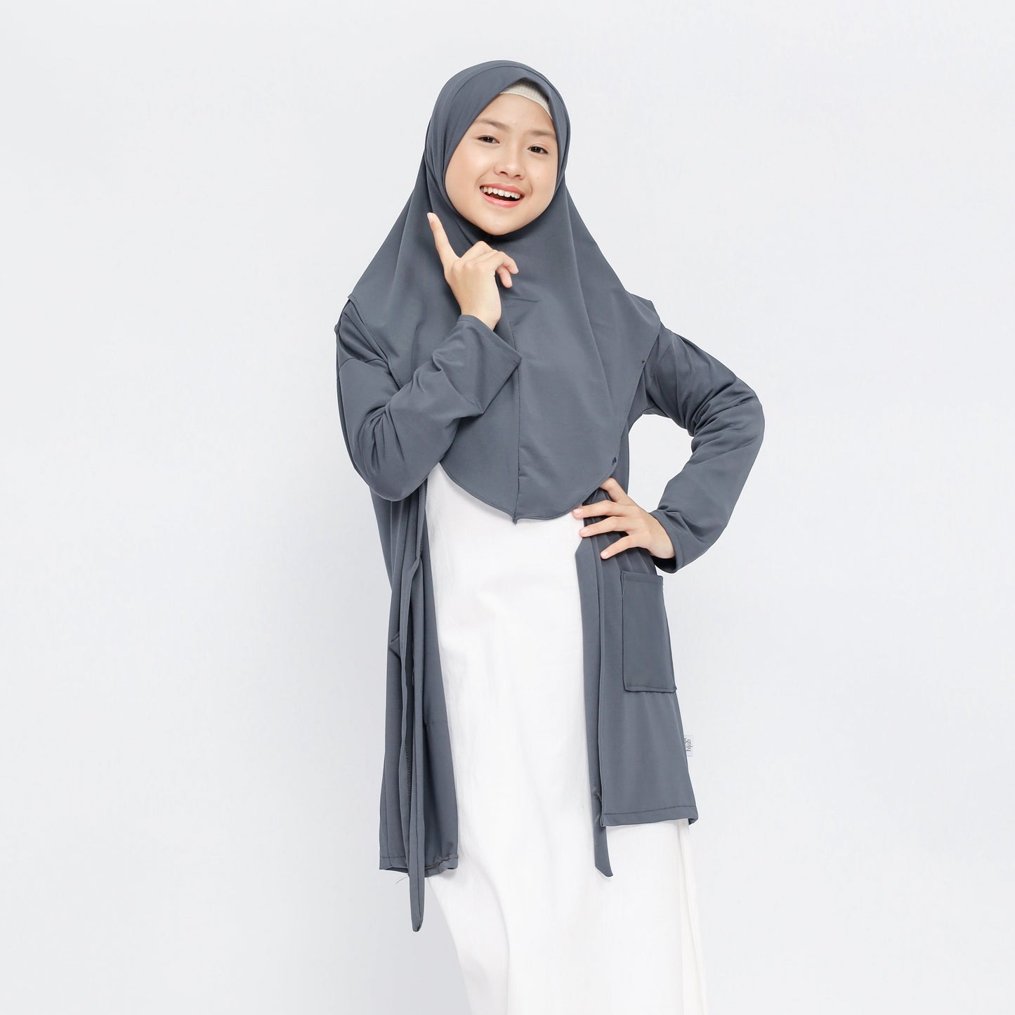Zanna Hijab Cardigan Anak Jersey Abu