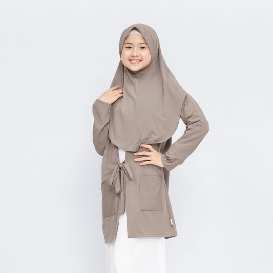Zanna Hijab Cardigan Anak Jersey Khaki