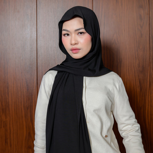 Medina Pashmina Inner Menutup Leher Jersey Hitam
