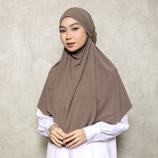 Aisha French Khimar Syari Instan Jersey Khaki