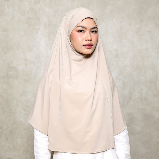 Aisha French Khimar Syari Instan Jersey Cream