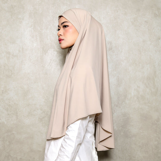 Aisha French Khimar Syari Instan Jersey Cream