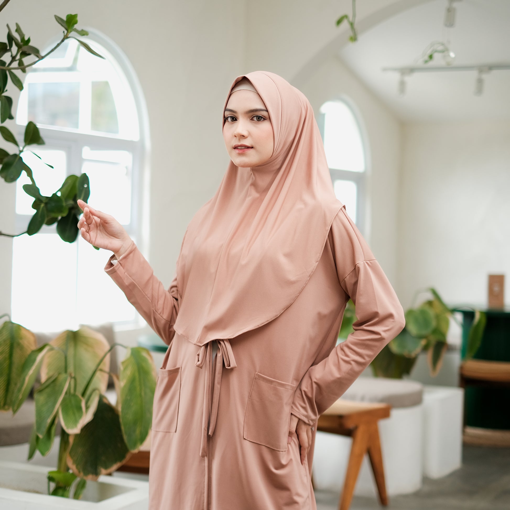 Gamila Hijab Cardigan Instan Jersey Mocca - Demar Hijab