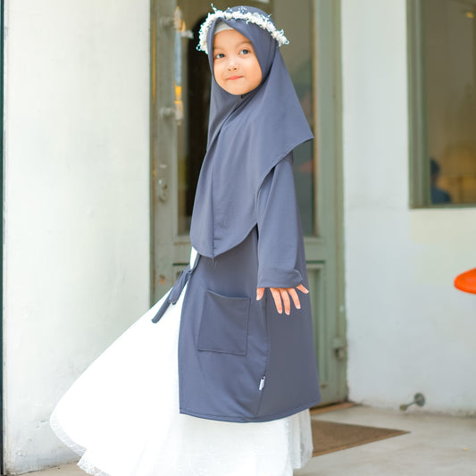 Zanna Hijab Cardigan Anak Jersey Abu - Demar Hijab