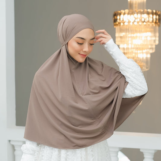 Eliana Hijab Bergo Tali Jumbo Jersey Khaki - Demar Hijab
