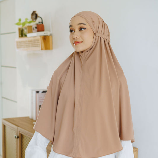 Eliana Hijab Bergo Tali Jumbo Jersey Mocca - Demar Hijab