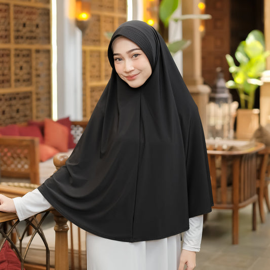 Samaira Hijab Bergo Jumbo Pet Jersey Hitam - Demar Hijab
