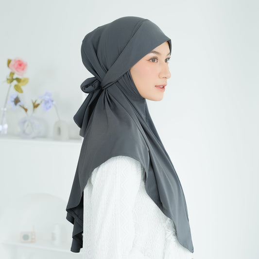 Naira Hijab Tali Pet Instan Jersey Abu - Demar Hijab