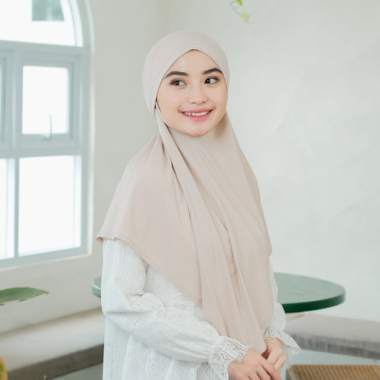 Naira Hijab Tali Pet Instan Jersey Cream - Demar Hijab