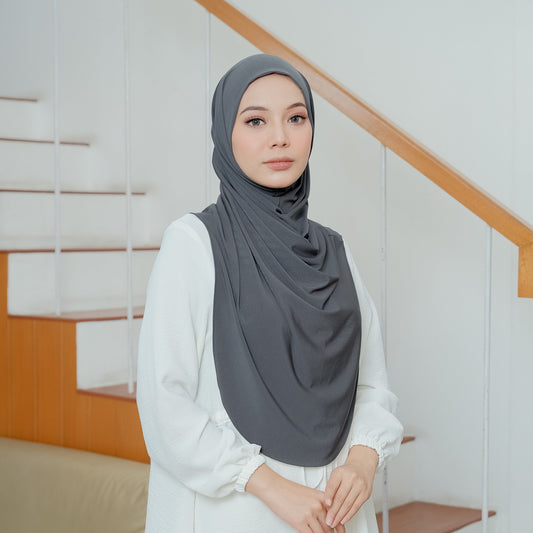 Safa Hijab Instan Oval Non Pet Syari Abu - Demar Hijab