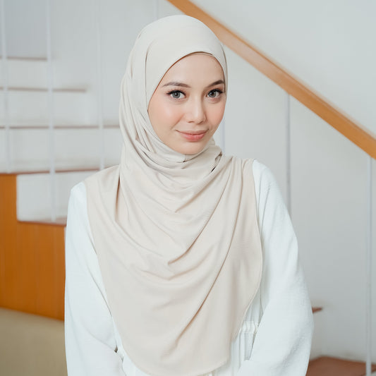 Safa Hijab Instan Oval Non Pet Syari Cream - Demar Hijab