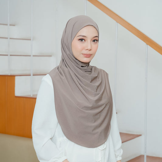Safa Hijab Instan Oval Non Pet Syari Khaki - Demar Hijab