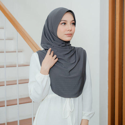 Wafa Hijab Bergo Oval Instan Syari Abu - Demar Hijab