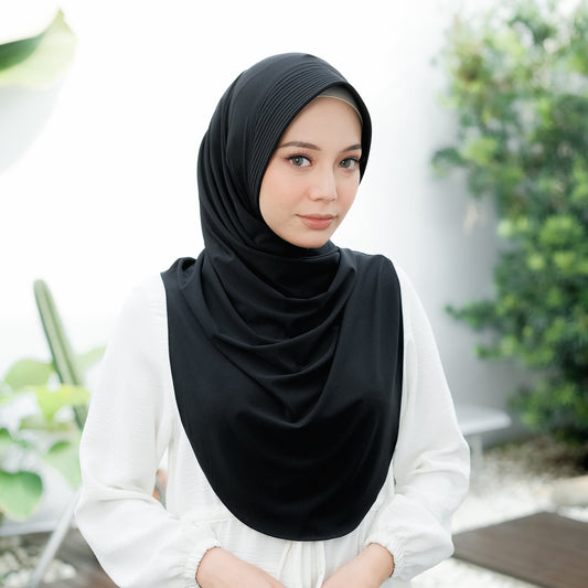Wafa Hijab Bergo Oval Instan Syari Hitam - Demar Hijab