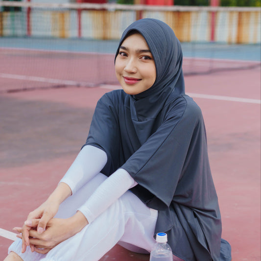 Qaila Hijab Sport Lengan Instan Jersey Abu - Demar Hijab