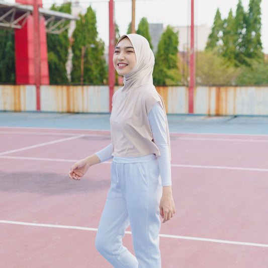 Shanum Hijab Sport Jersey Cream - Demar Hijab